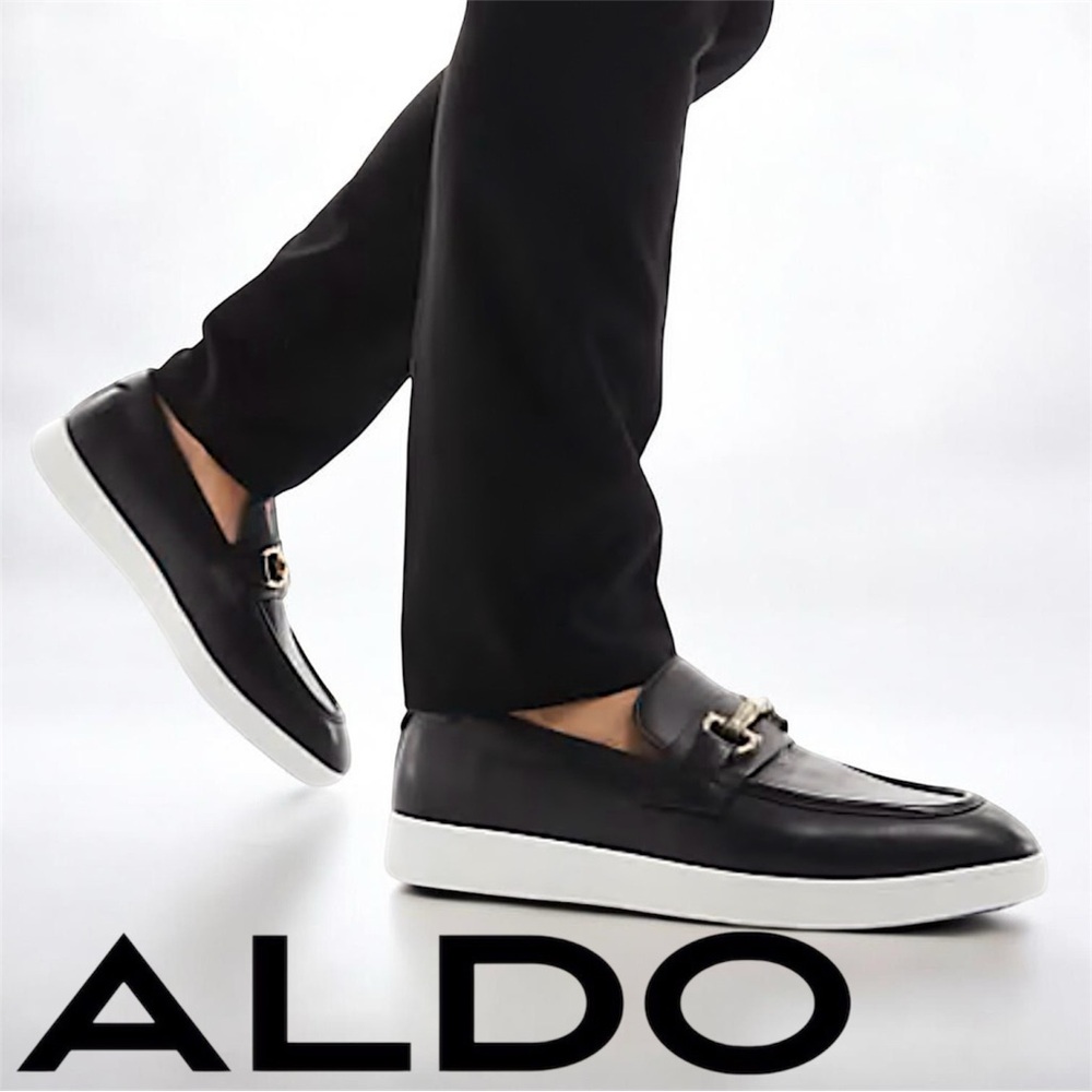 ALDO Mr B’s Courtside Leather Black Loafers Men’s Sz 12